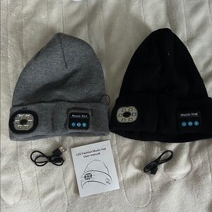Gray and Black LED Music Hats